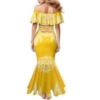 Personalised Anastasis College Family Matching Mermaid Dress and Hawaiian Shirt Tonga Ngatu Pattern LT05 - Polynesian Pride