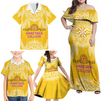 Personalised Anastasis College Family Matching Off Shoulder Maxi Dress and Hawaiian Shirt Tonga Ngatu Pattern - Polynesian Pride
