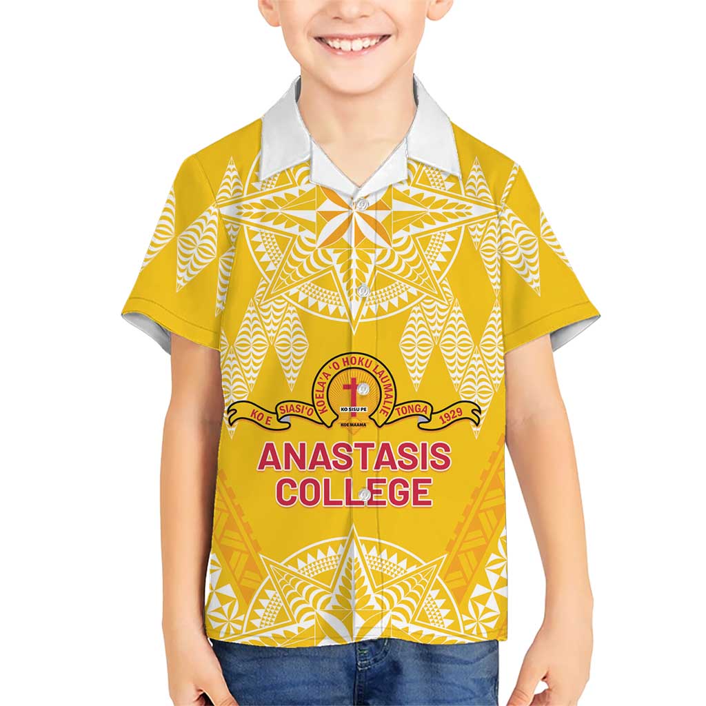 Personalised Anastasis College Family Matching Off Shoulder Short Dress and Hawaiian Shirt Tonga Ngatu Pattern - Polynesian Pride