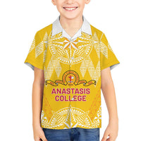 Personalised Anastasis College Family Matching Off Shoulder Short Dress and Hawaiian Shirt Tonga Ngatu Pattern - Polynesian Pride