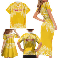 Personalised Anastasis College Family Matching Short Sleeve Bodycon Dress and Hawaiian Shirt Tonga Ngatu Pattern LT05 - Polynesian Pride