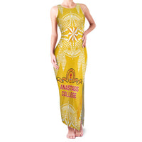 Personalised Anastasis College Family Matching Tank Maxi Dress and Hawaiian Shirt Tonga Ngatu Pattern LT05 Mom's Dress Yellow - Polynesian Pride
