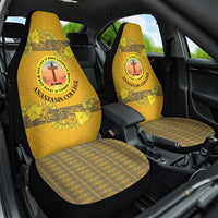 Tonga Anastasis College Car Seat Cover Tongan Ngatu Kupesi Pattern LT05 One Size Yellow - Polynesian Pride