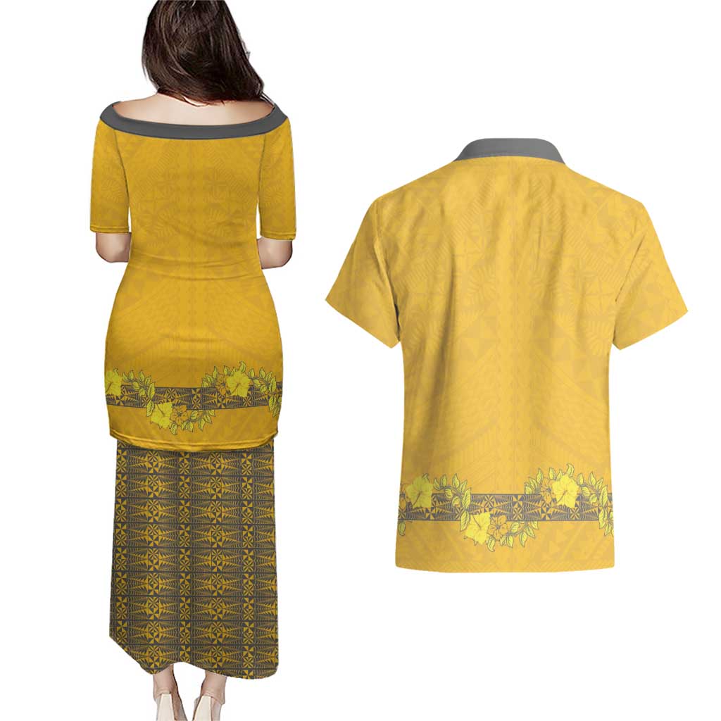 Tonga Anastasis College Couples Matching Puletasi and Hawaiian Shirt Tongan Ngatu Kupesi Pattern - Polynesian Pride