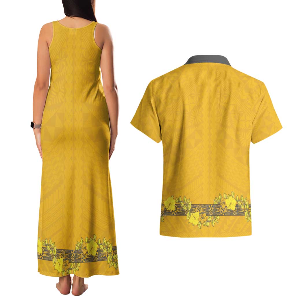Tonga Anastasis College Couples Matching Tank Maxi Dress and Hawaiian Shirt Tongan Ngatu Kupesi Pattern LT05 - Polynesian Pride