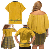 Tonga Anastasis College Family Matching Off Shoulder Short Dress and Hawaiian Shirt Tongan Ngatu Kupesi Pattern LT05 - Polynesian Pride