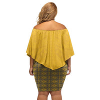 Tonga Anastasis College Family Matching Off Shoulder Short Dress and Hawaiian Shirt Tongan Ngatu Kupesi Pattern LT05 - Polynesian Pride