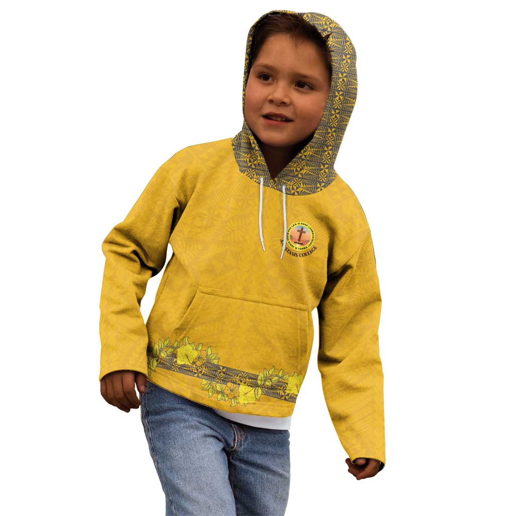 Tonga Anastasis College Kid Hoodie Tongan Ngatu Kupesi Pattern - Polynesian Pride