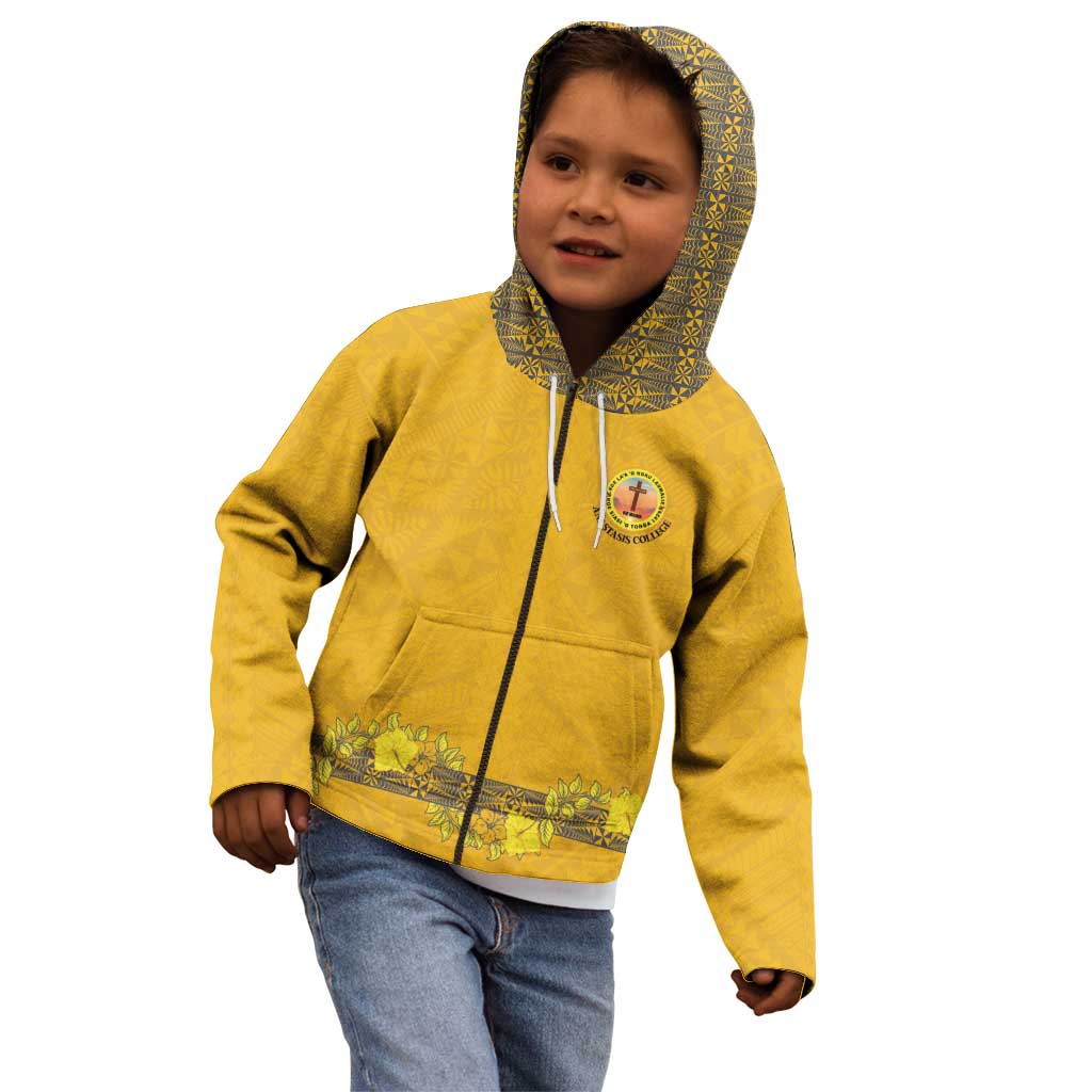 Tonga Anastasis College Kid Hoodie Tongan Ngatu Kupesi Pattern - Polynesian Pride