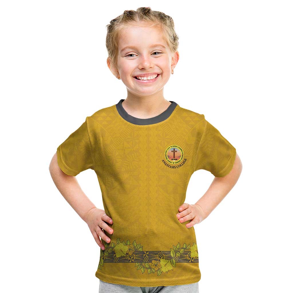Tonga Anastasis College Kid T Shirt Tongan Ngatu Kupesi Pattern - Polynesian Pride
