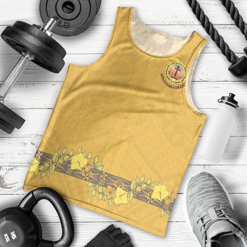 Tonga Anastasis College Men Tank Top Tongan Ngatu Kupesi Pattern - Polynesian Pride