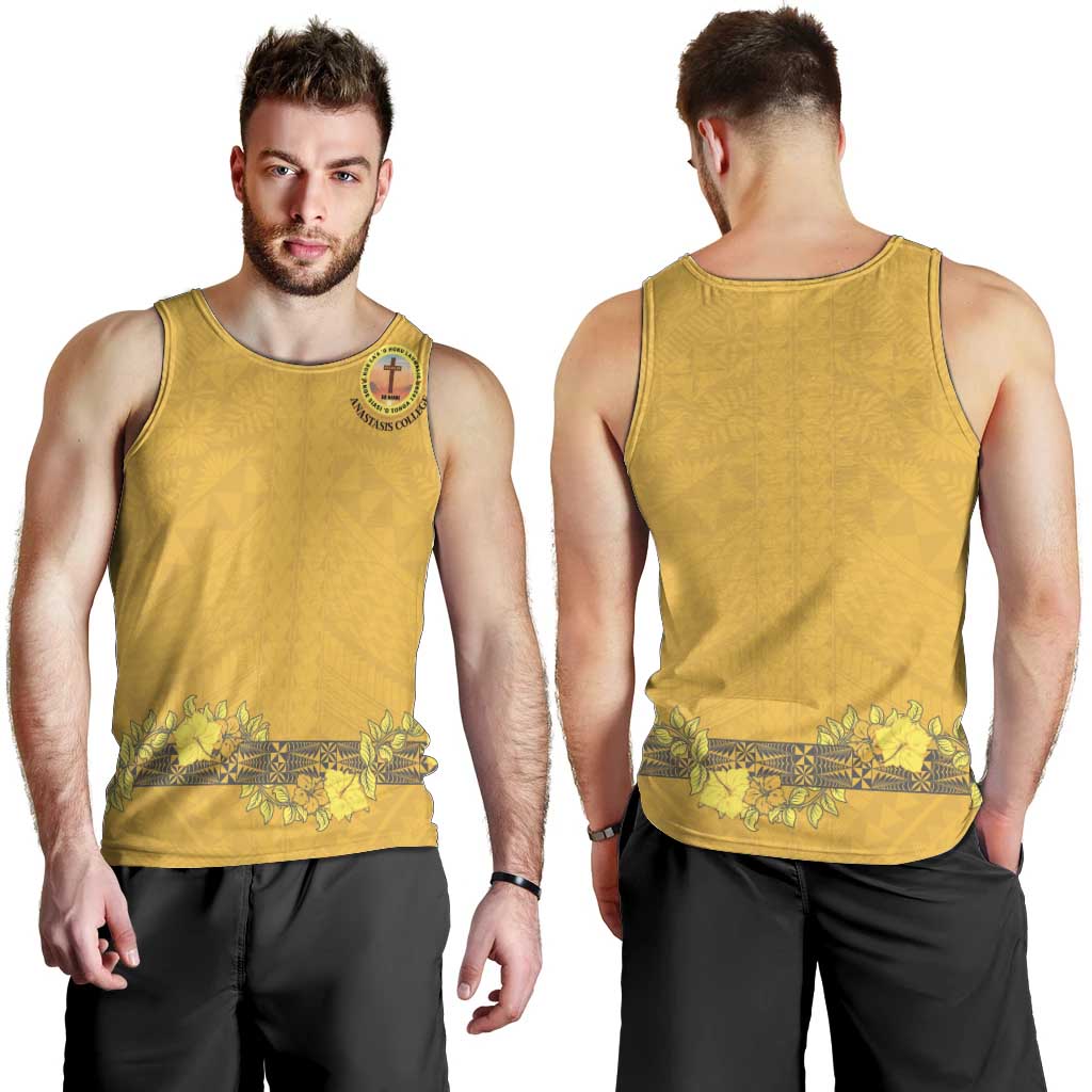 Tonga Anastasis College Men Tank Top Tongan Ngatu Kupesi Pattern - Polynesian Pride