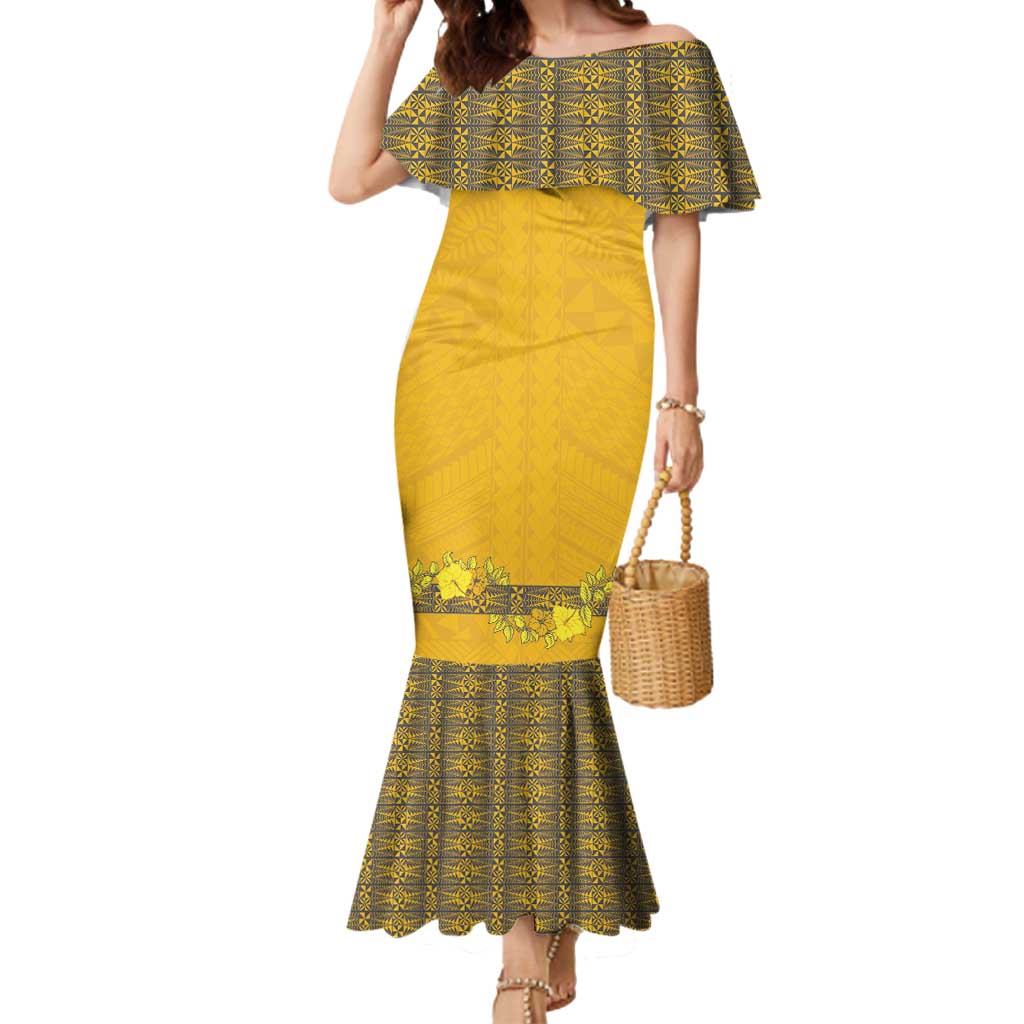 Tonga Anastasis College Mermaid Dress Tongan Ngatu Kupesi Pattern - Polynesian Pride