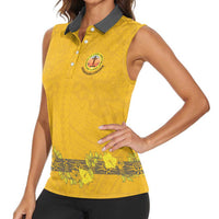 Tonga Anastasis College Women Sleeveless Polo Shirt Tongan Ngatu Kupesi Pattern - Polynesian Pride