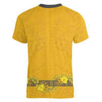 Tonga Anastasis College Women V-Neck T-Shirt Tongan Ngatu Kupesi Pattern - Polynesian Pride