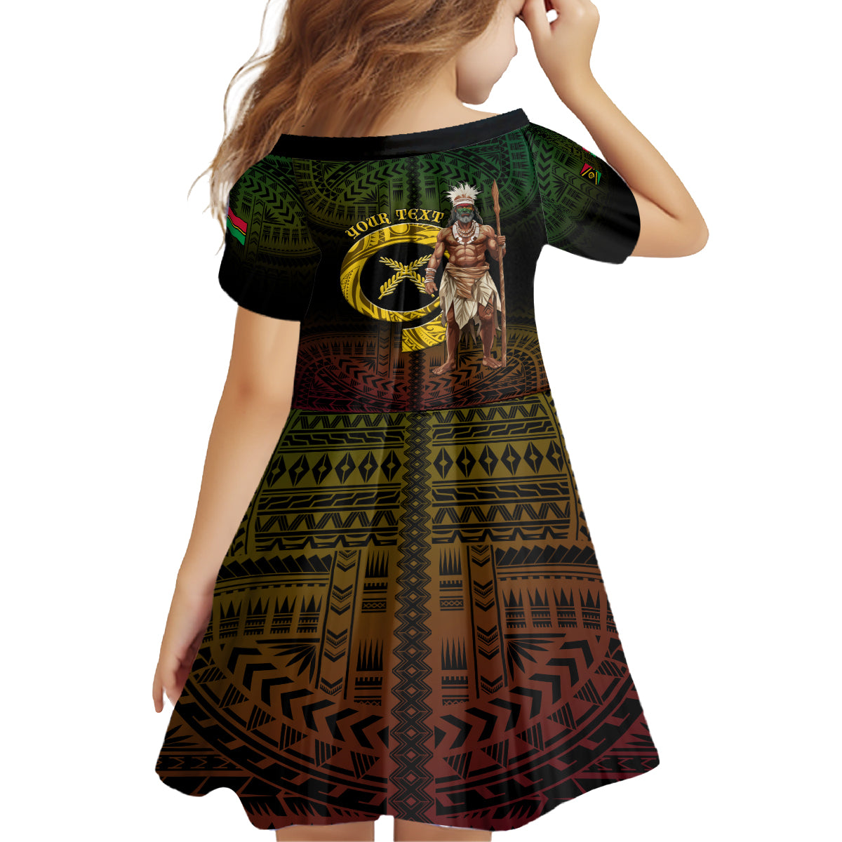 Personalised Vanuatu Custom Chiefs Day Kid Short Sleeve Dress Pig Tusk Simple Style LT05 - Polynesian Pride