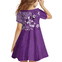 Cook Islands Family Matching Long Sleeve Bodycon Dress and Hawaiian Shirt Purple Hibiscus And Stars LT05 - Polynesian Pride