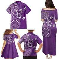 Cook Islands Family Matching Puletasi and Hawaiian Shirt Purple Hibiscus And Stars LT05 - Polynesian Pride
