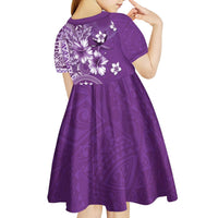 Cook Islands Kid Short Sleeve Dress Purple Hibiscus And Stars