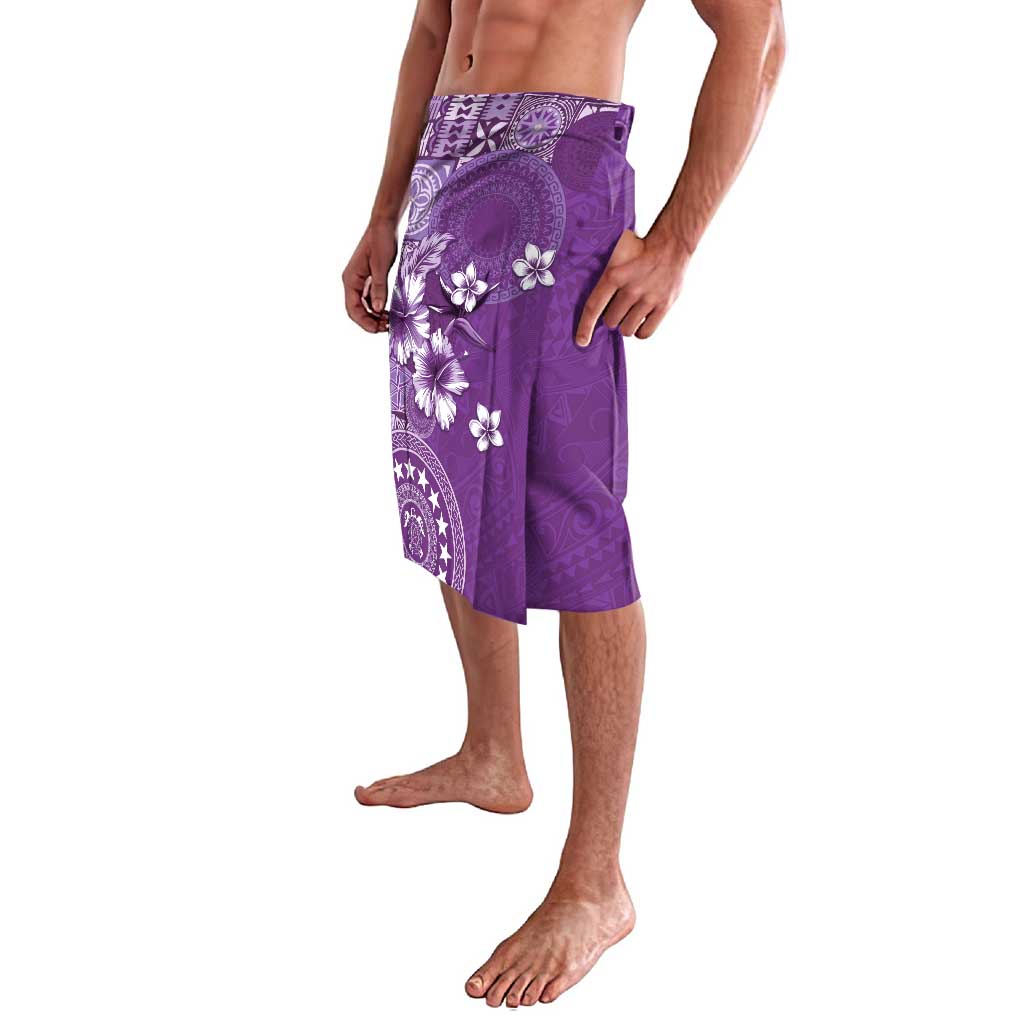 Cook Islands Lavalava Purple Hibiscus And Stars