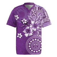 Cook Islands Rugby Jersey Purple Hibiscus And Stars LT05 Purple - Polynesian Pride