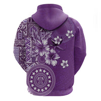 Cook Islands Zip Hoodie Purple Hibiscus And Stars LT05 - Polynesian Pride