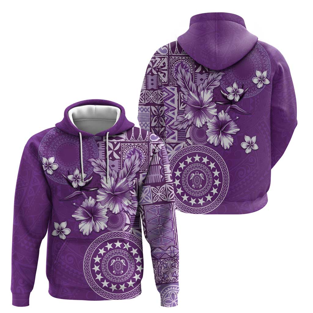Cook Islands Zip Hoodie Purple Hibiscus And Stars LT05 - Polynesian Pride