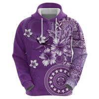 Cook Islands Zip Hoodie Purple Hibiscus And Stars LT05 - Polynesian Pride