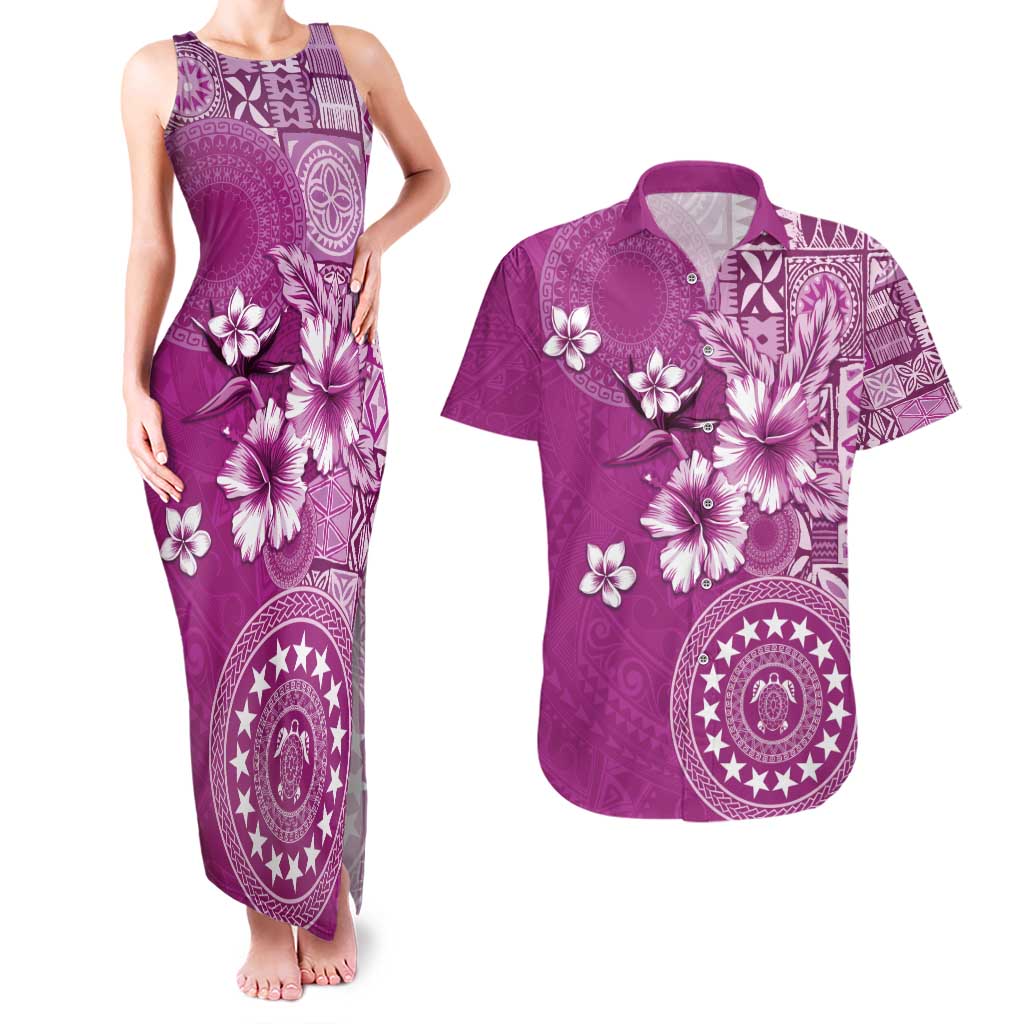 Cook Islands Couples Matching Tank Maxi Dress and Hawaiian Shirt Fandango Hibiscus And Stars LT05 Fandango - Polynesian Pride