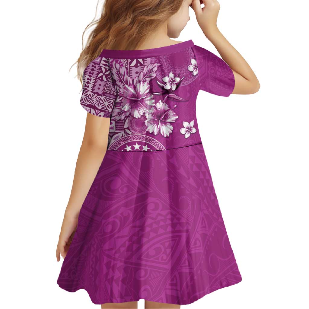 Cook Islands Family Matching Long Sleeve Bodycon Dress and Hawaiian Shirt Fandango Hibiscus And Stars LT05 - Polynesian Pride