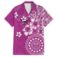 Cook Islands Family Matching Off The Shoulder Long Sleeve Dress and Hawaiian Shirt Fandango Hibiscus And Stars LT05 Dad's Shirt - Short Sleeve Fandango - Polynesian Pride