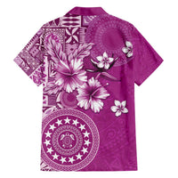 Cook Islands Family Matching Off The Shoulder Long Sleeve Dress and Hawaiian Shirt Fandango Hibiscus And Stars LT05 - Polynesian Pride