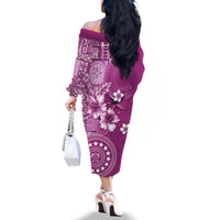 Cook Islands Family Matching Off The Shoulder Long Sleeve Dress and Hawaiian Shirt Fandango Hibiscus And Stars LT05 - Polynesian Pride