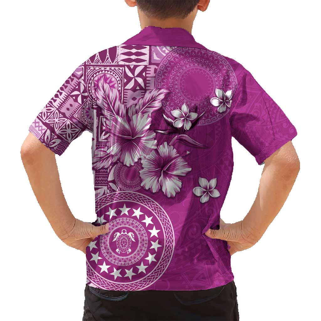 Cook Islands Family Matching Off Shoulder Maxi Dress and Hawaiian Shirt Fandango Hibiscus And Stars LT05 - Polynesian Pride