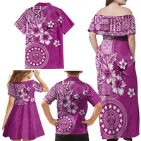 Cook Islands Family Matching Off Shoulder Maxi Dress and Hawaiian Shirt Fandango Hibiscus And Stars LT05 - Polynesian Pride