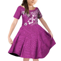 Cook Islands Family Matching Off Shoulder Short Dress and Hawaiian Shirt Fandango Hibiscus And Stars LT05 Daughter's Dress Fandango - Polynesian Pride