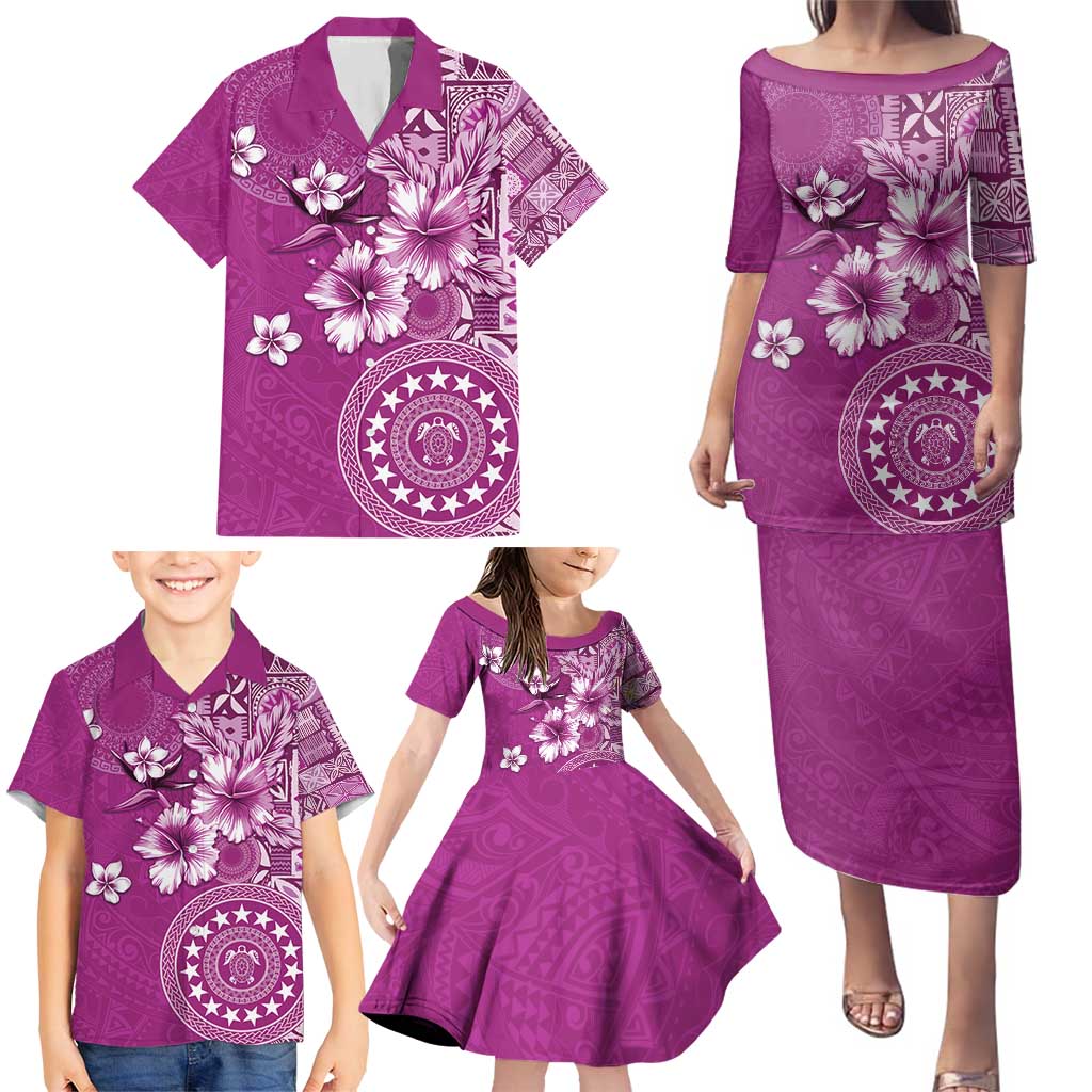 Cook Islands Family Matching Puletasi and Hawaiian Shirt Fandango Hibiscus And Stars LT05 - Polynesian Pride