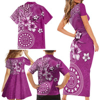 Cook Islands Family Matching Short Sleeve Bodycon Dress and Hawaiian Shirt Fandango Hibiscus And Stars LT05 - Polynesian Pride