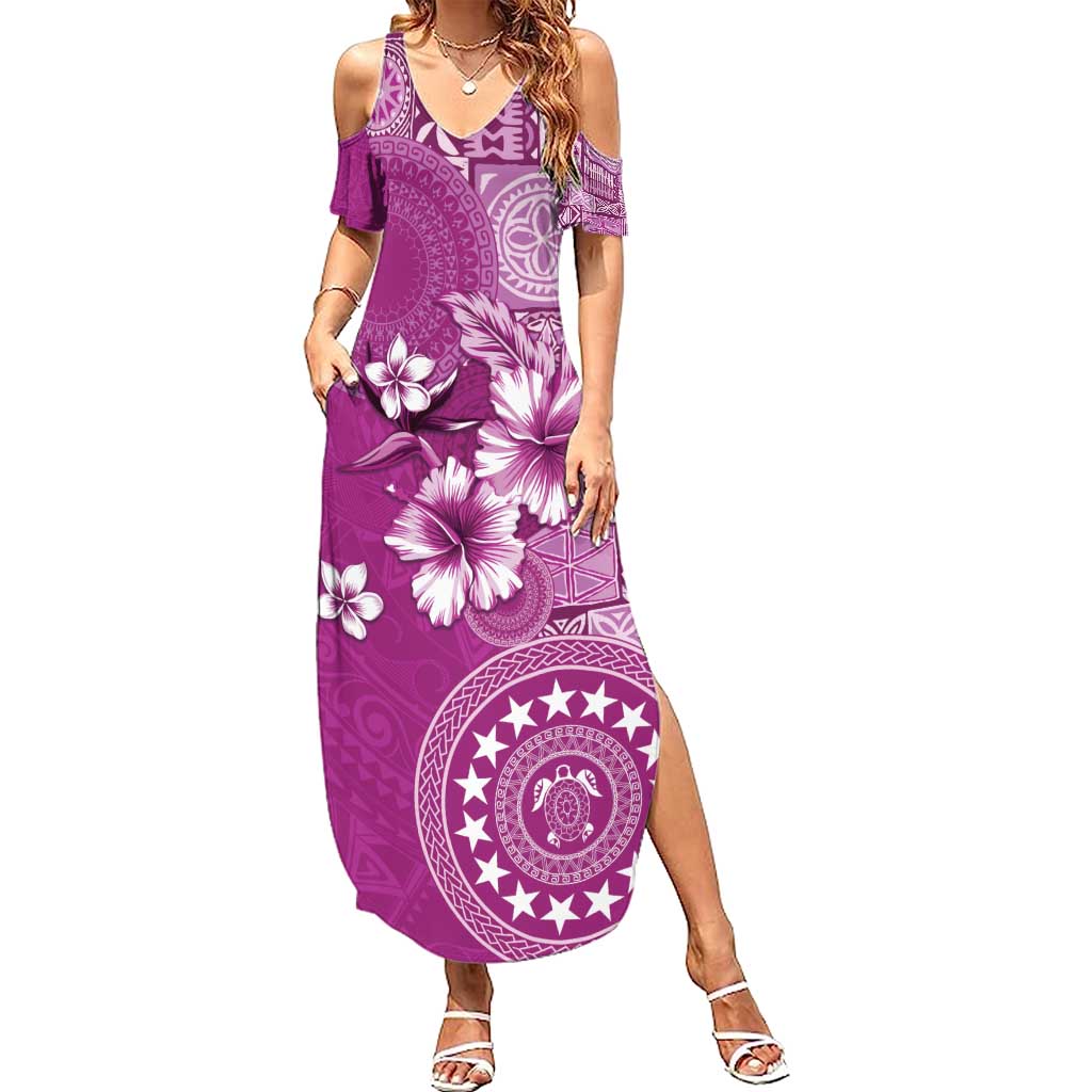 Cook Islands Family Matching Summer Maxi Dress and Hawaiian Shirt Fandango Hibiscus And Stars LT05 Mom's Dress Fandango - Polynesian Pride