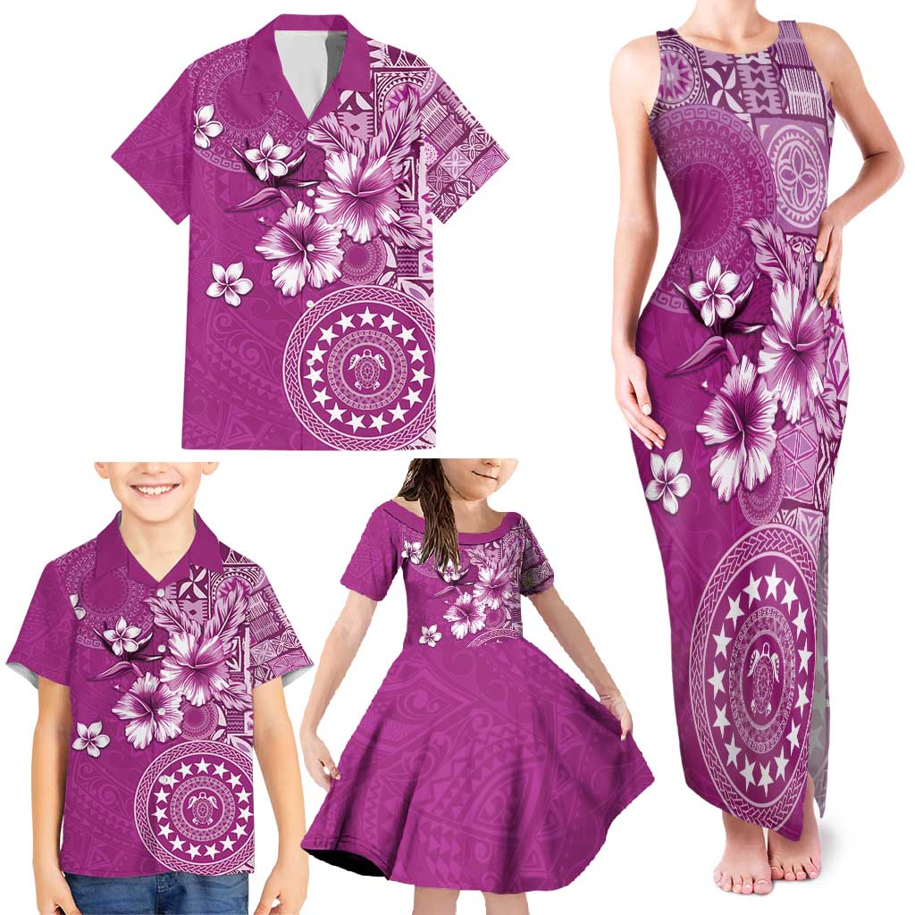 Cook Islands Family Matching Tank Maxi Dress and Hawaiian Shirt Fandango Hibiscus And Stars LT05 - Polynesian Pride
