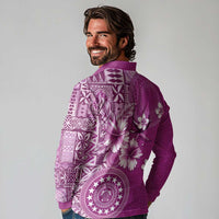 Cook Islands Long Sleeve Polo Shirt Fandango Hibiscus And Stars