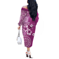 Cook Islands Off The Shoulder Long Sleeve Dress Fandango Hibiscus And Stars