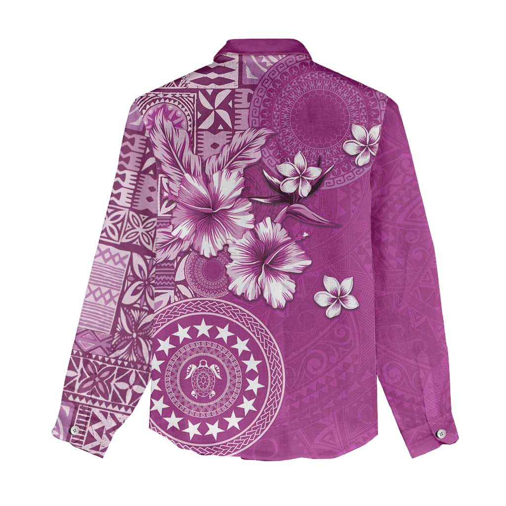 Cook Islands Women Casual Shirt Fandango Hibiscus And Stars