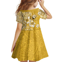 Cook Islands Family Matching Off Shoulder Maxi Dress and Hawaiian Shirt Yellow Hibiscus And Stars LT05 - Polynesian Pride