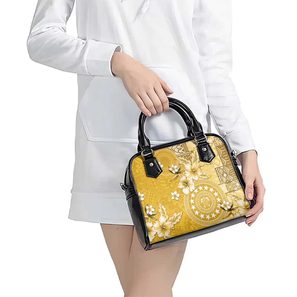 Cook Islands Shoulder Handbag Yellow Hibiscus And Stars