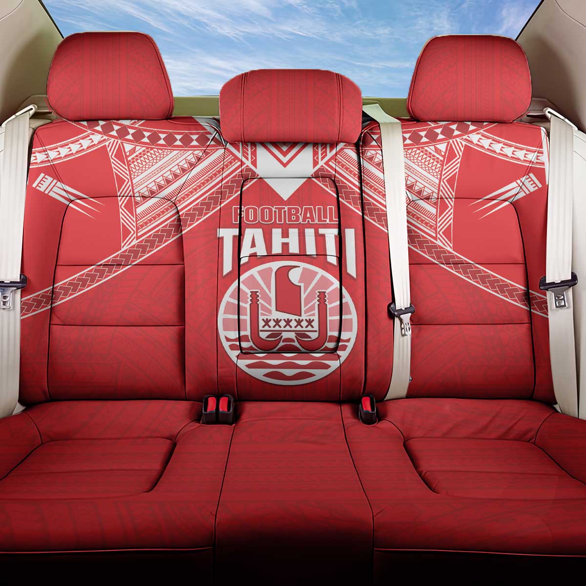 Tahiti Football Back Car Seat Cover Coat Of Arms Polynesian Tribal Pattern LT05 One Size Red - Polynesian Pride