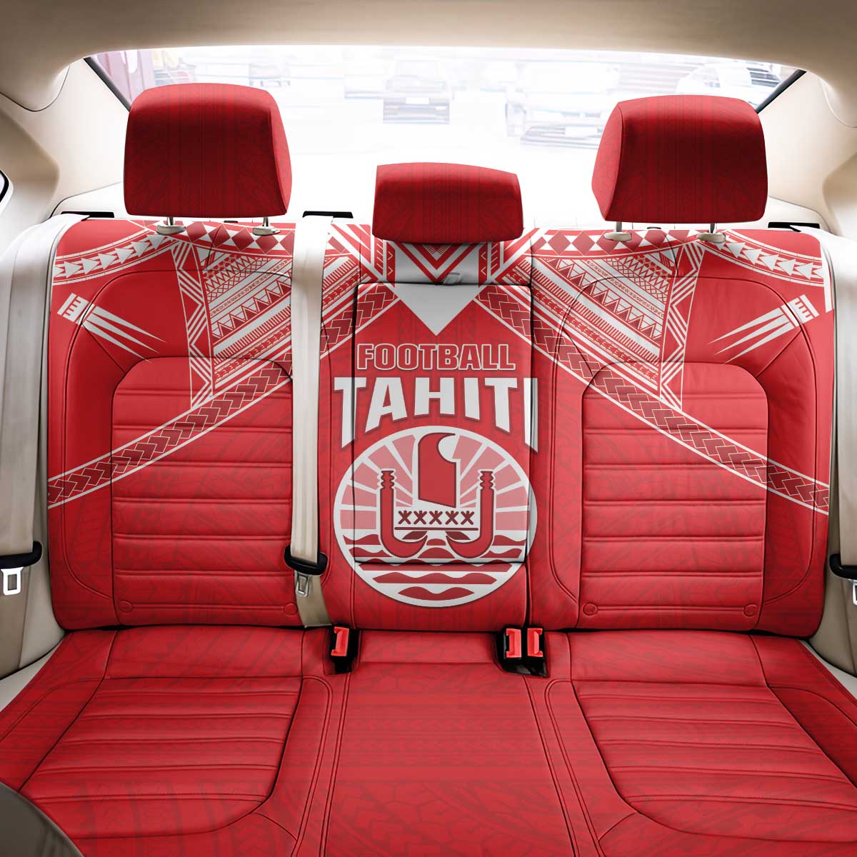Tahiti Football Back Car Seat Cover Coat Of Arms Polynesian Tribal Pattern LT05 - Polynesian Pride