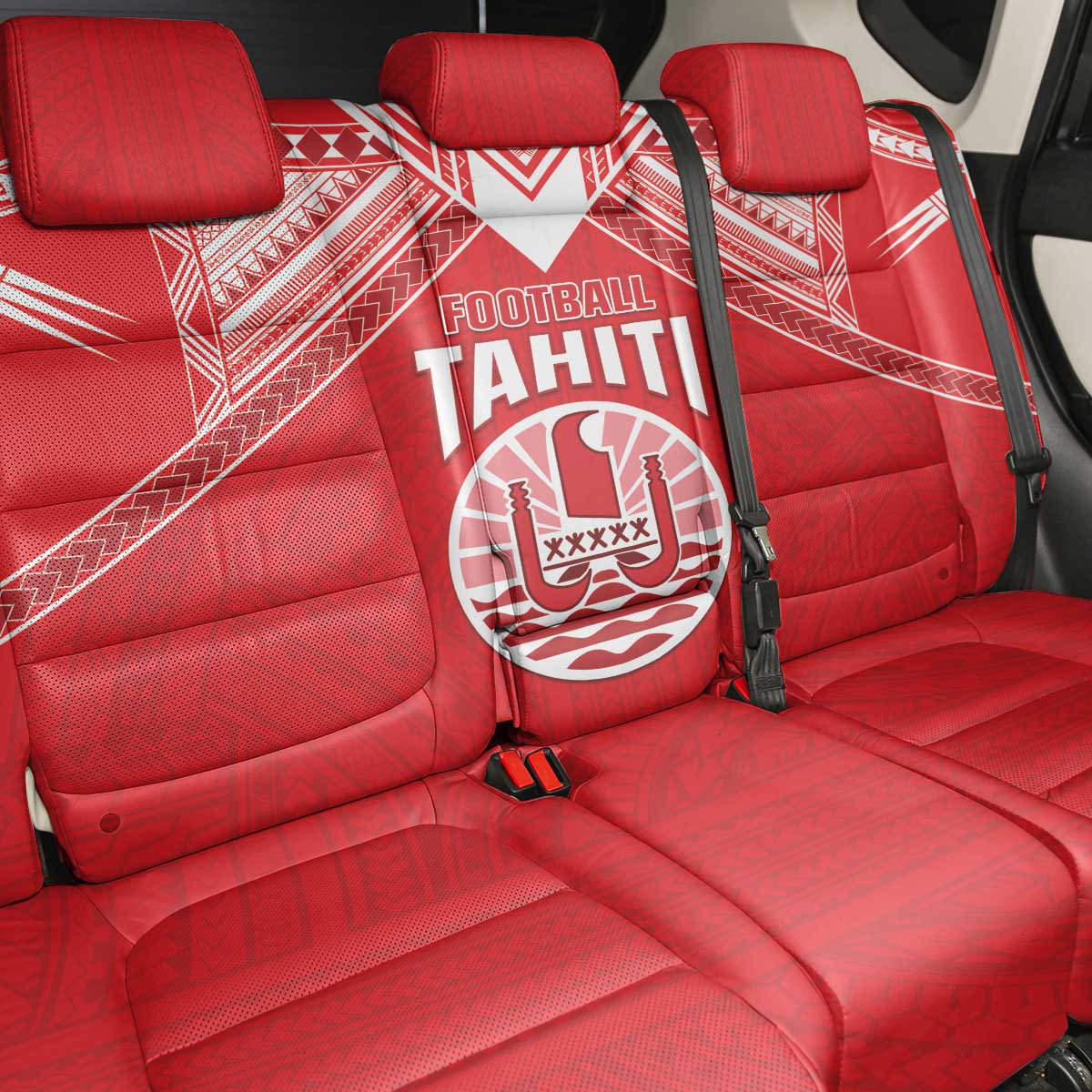 Tahiti Football Back Car Seat Cover Coat Of Arms Polynesian Tribal Pattern LT05 - Polynesian Pride