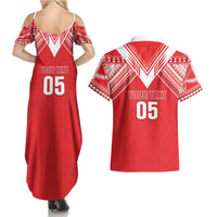 Custom Tahiti Football Couples Matching Summer Maxi Dress and Hawaiian Shirt Coat Of Arms Polynesian Tribal Pattern LT05 - Polynesian Pride