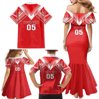 Custom Tahiti Football Family Matching Mermaid Dress and Hawaiian Shirt Coat Of Arms Polynesian Tribal Pattern LT05 - Polynesian Pride